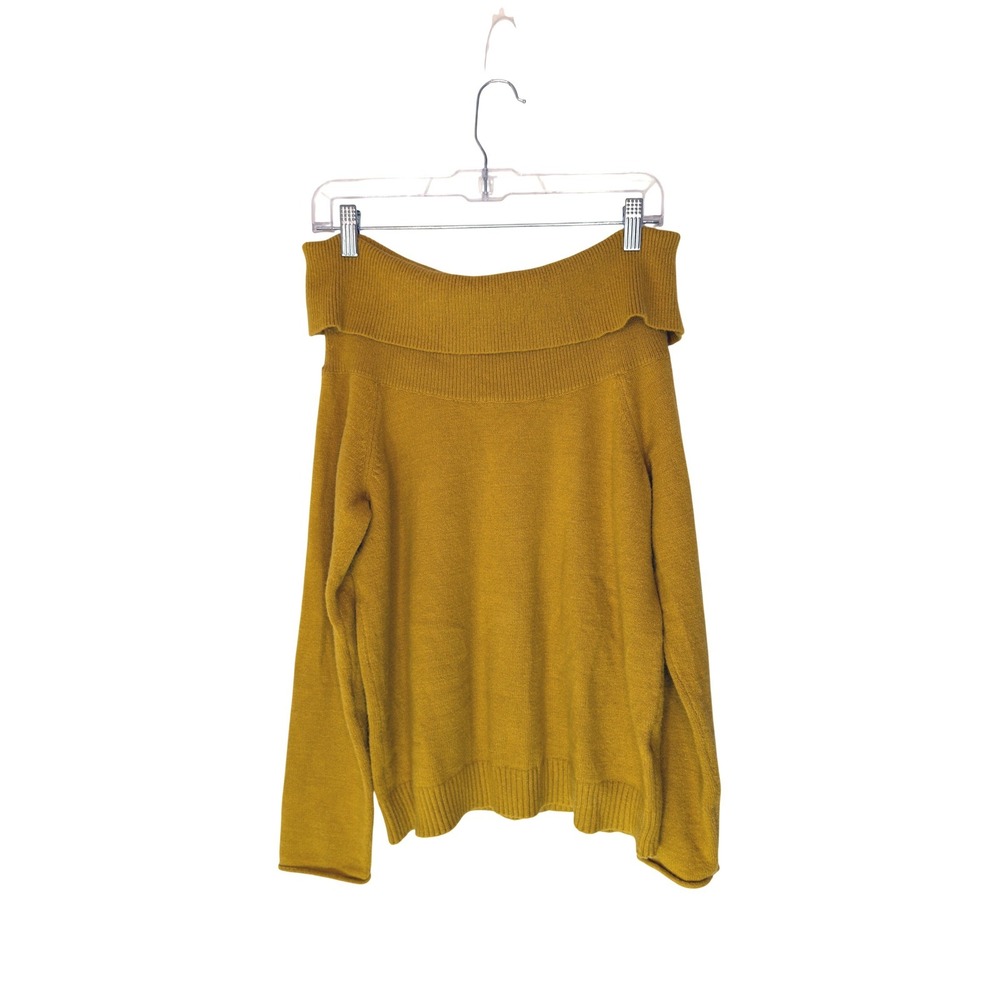 Anthropologie Shelby Off Shoulder Sweater Yellow Comfy Cozy Stretch Knit Medium